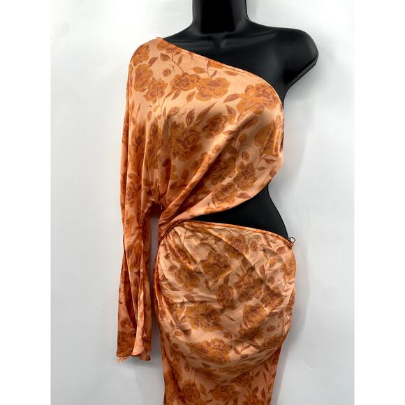 Free people x Jens Pirate booty orange Floral One Sleeve Aliana Dress - Picture 7 of 9